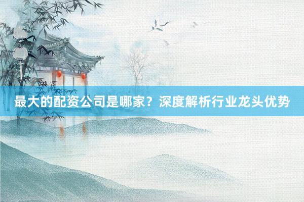 最大的配资公司是哪家？深度解析行业龙头优势