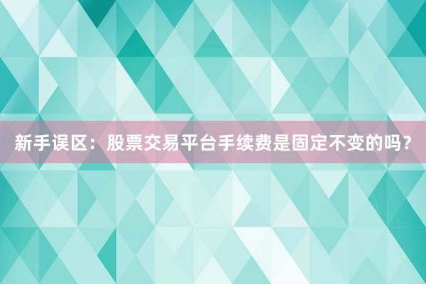 新手误区：股票交易平台手续费是固定不变的吗？