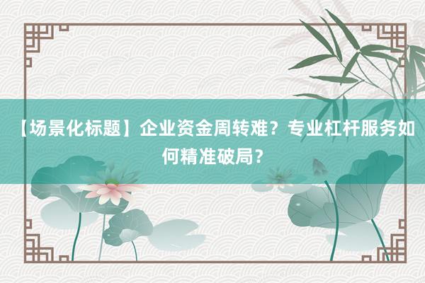 【场景化标题】企业资金周转难？专业杠杆服务如何精准破局？