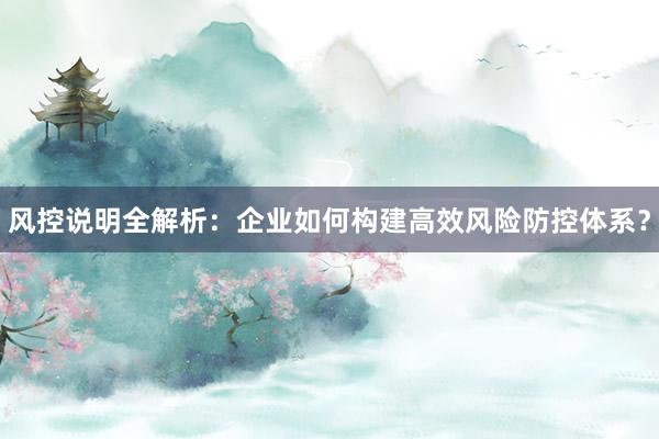 风控说明全解析：企业如何构建高效风险防控体系？