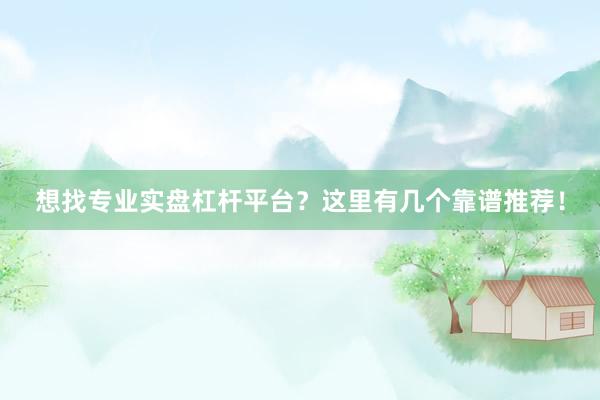 想找专业实盘杠杆平台？这里有几个靠谱推荐！