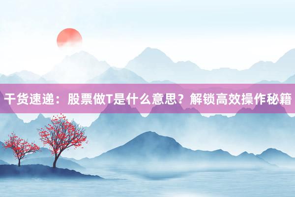 干货速递：股票做T是什么意思？解锁高效操作秘籍