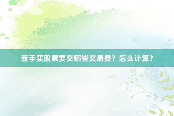 新手买股票要交哪些交易费？怎么计算？