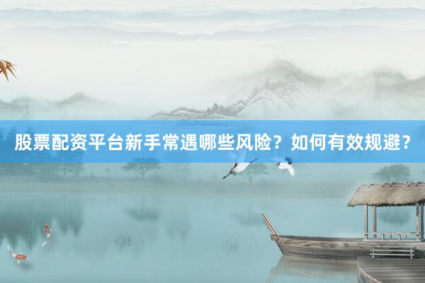 股票配资平台新手常遇哪些风险？如何有效规避？