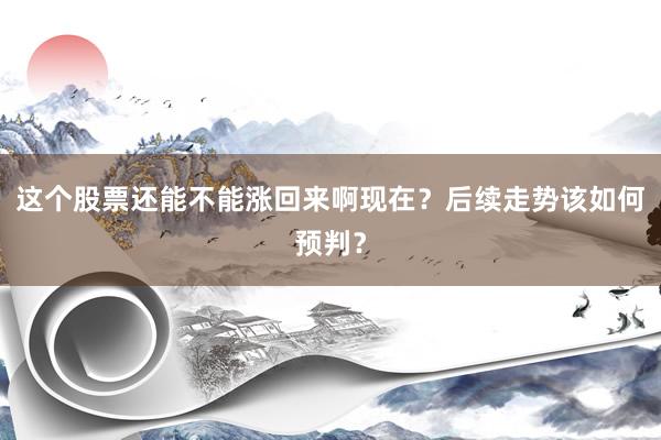 这个股票还能不能涨回来啊现在？后续走势该如何预判？