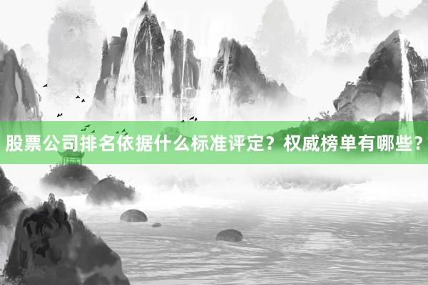 股票公司排名依据什么标准评定？权威榜单有哪些？