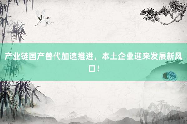 产业链国产替代加速推进,本土企业迎来发展新风口!