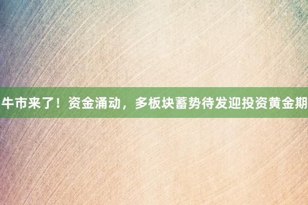 牛市来了！资金涌动，多板块蓄势待发迎投资黄金期