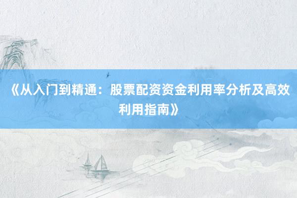 《从入门到精通：股票配资资金利用率分析及高效利用指南》