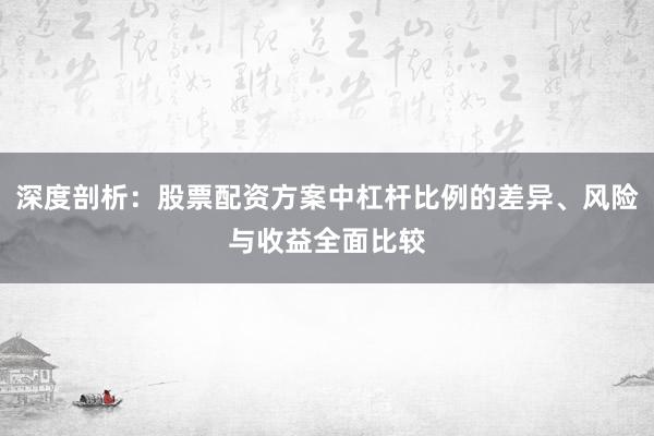 深度剖析：股票配资方案中杠杆比例的差异、风险与收益全面比较
