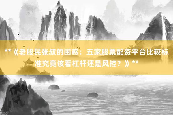 **《老股民张叔的困惑：五家股票配资平台比较标准究竟该看杠杆还是风控？》**