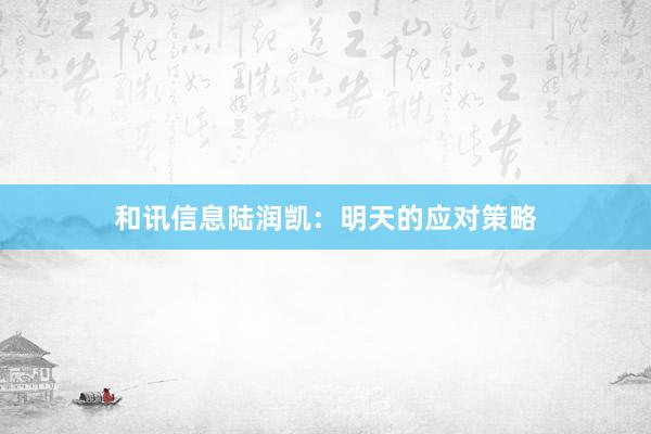 和讯信息陆润凯：明天的应对策略